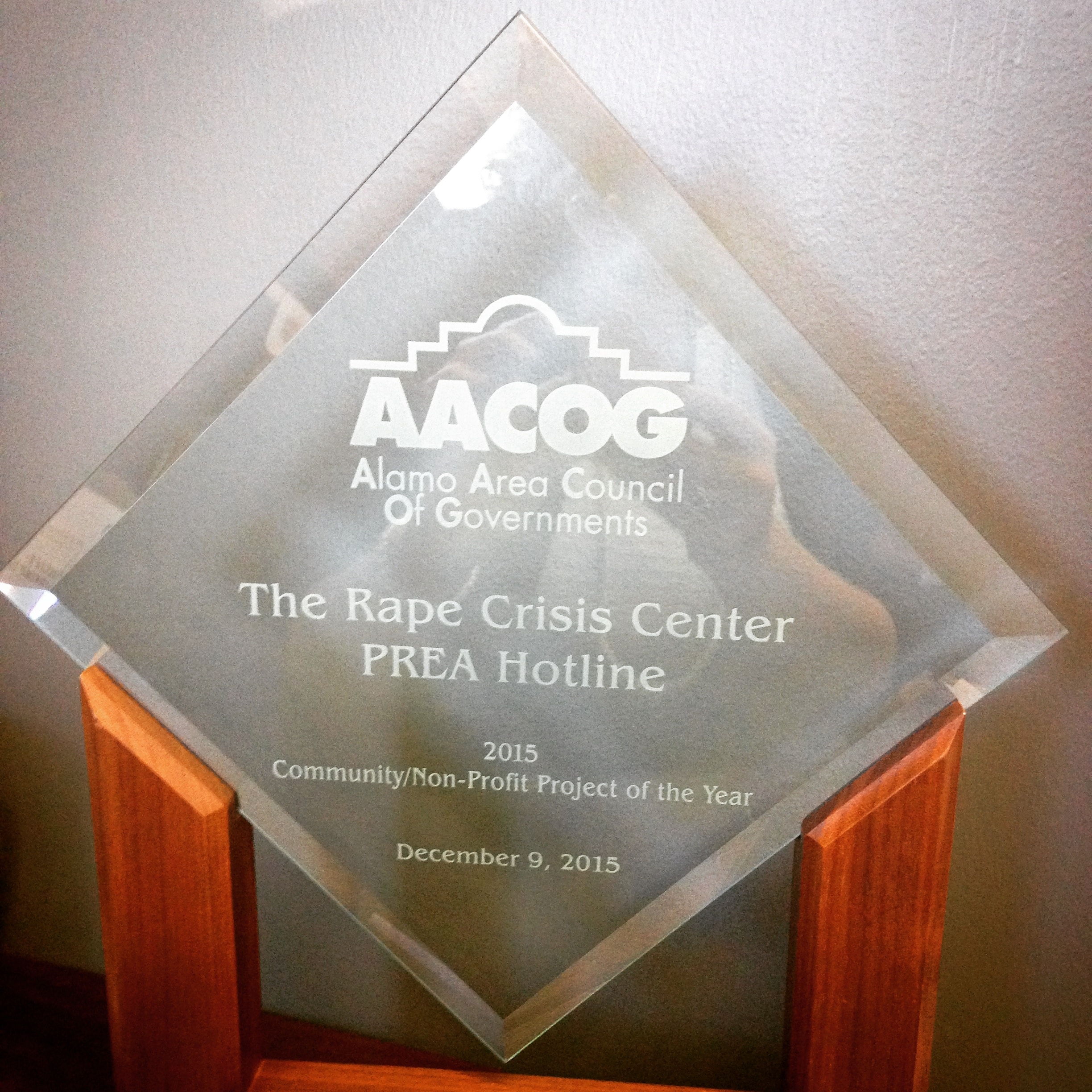 The Rape Crisis Center's PREA hotline awarded "Community Project of the Year"